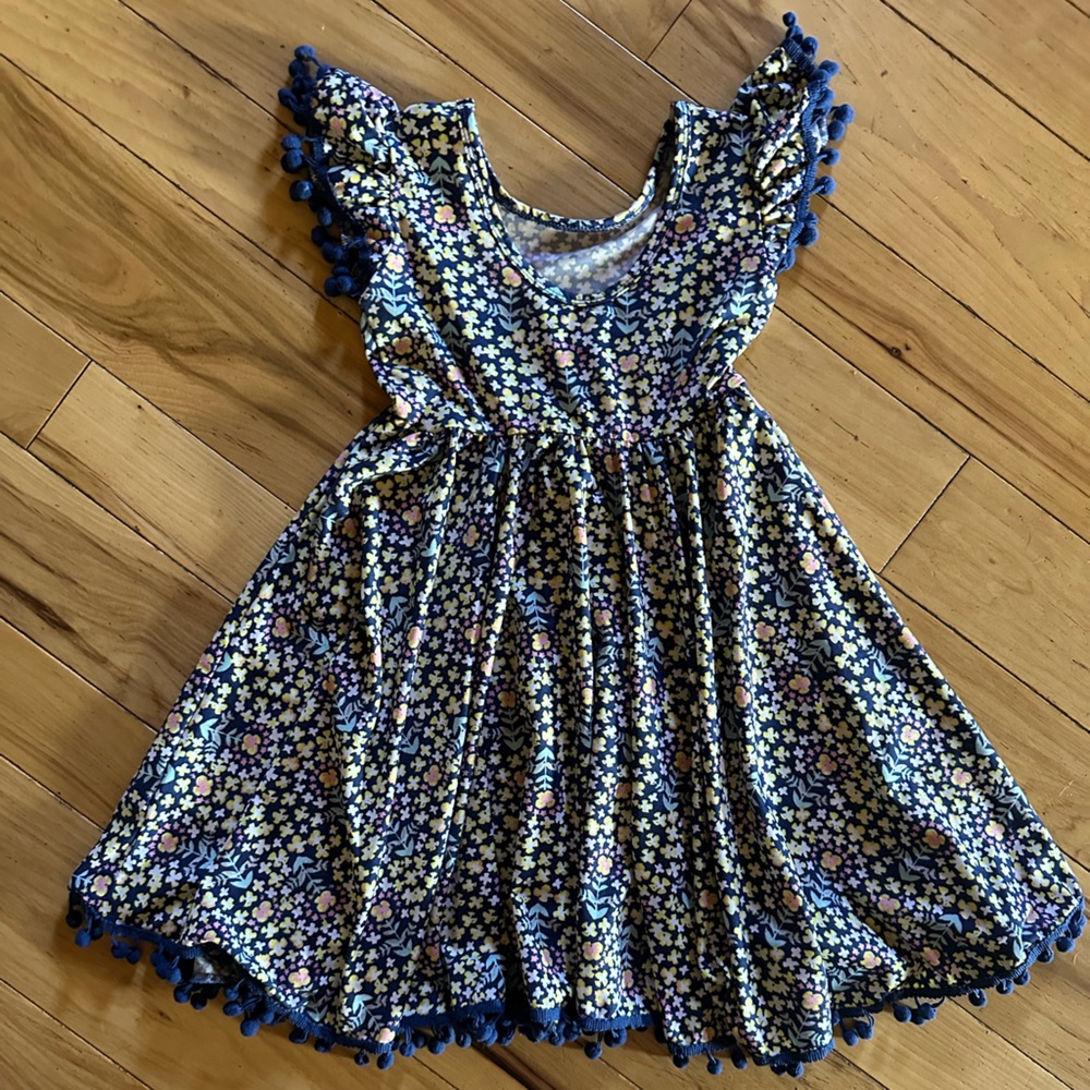 Dot Dot Smile Blue and Yellow Casual Sundress - Picture 2 of 7
